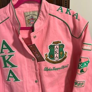 100% Cotton, Pink & Green JACKET, size XL. It came from the DIVINE 9 shop. Rare!